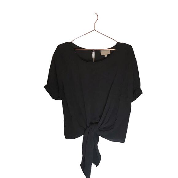 Skies Are Blue Tops - Skies are Blue black front tie blouse size large